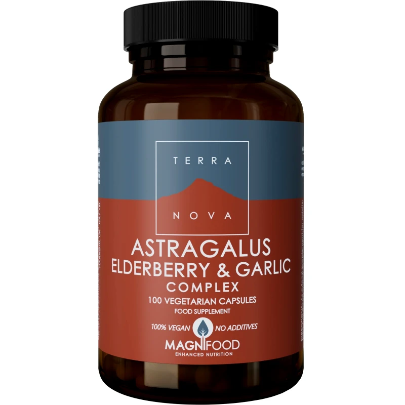 Bionat Terranova Astragalus, Elderberry & Garlic Complex Συμπλήρωμα Διατροφής με Ρίζα Αστραγάλου, Σαμπούκο & Σκόρδο για Ενίσχυση του Ανοσοποιητικού Συστήματος 100veg.caps