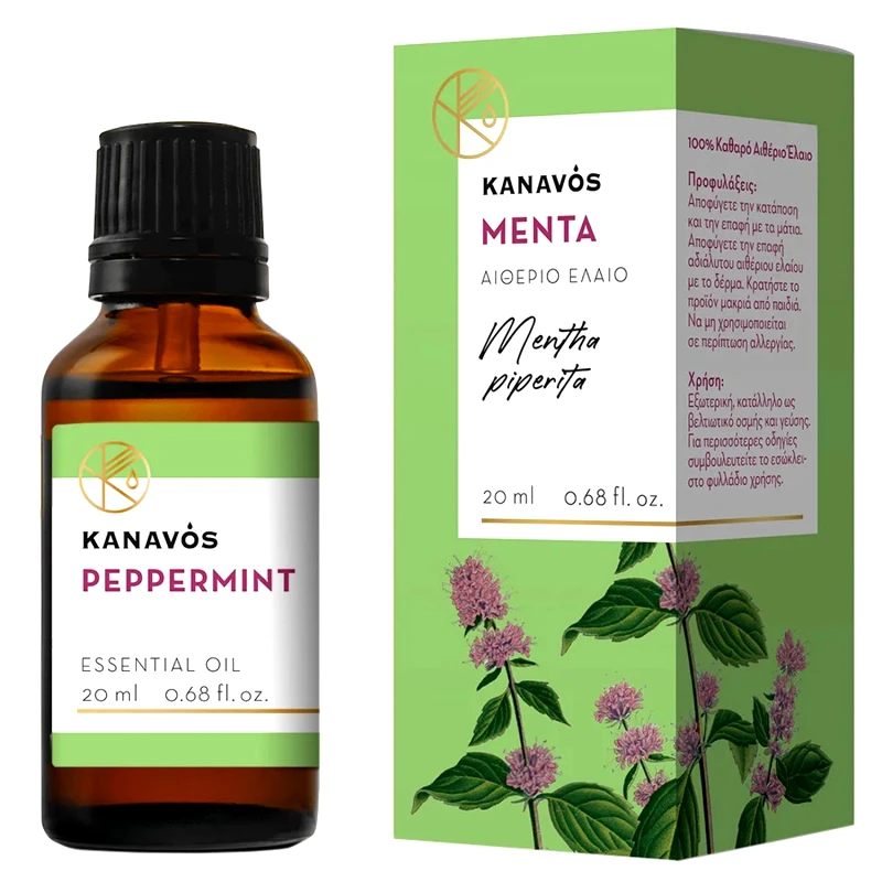 Syndesmos Group Kanavos Peppermint Essential Oil Αιθέριο Έλαιο για Φυσικό Αρωματισμό του Χώρου, Κατάλληλο για Εισπνοές που Προσφέρει Χαλάρωση & Ευεξία 20ml - Μέντα
