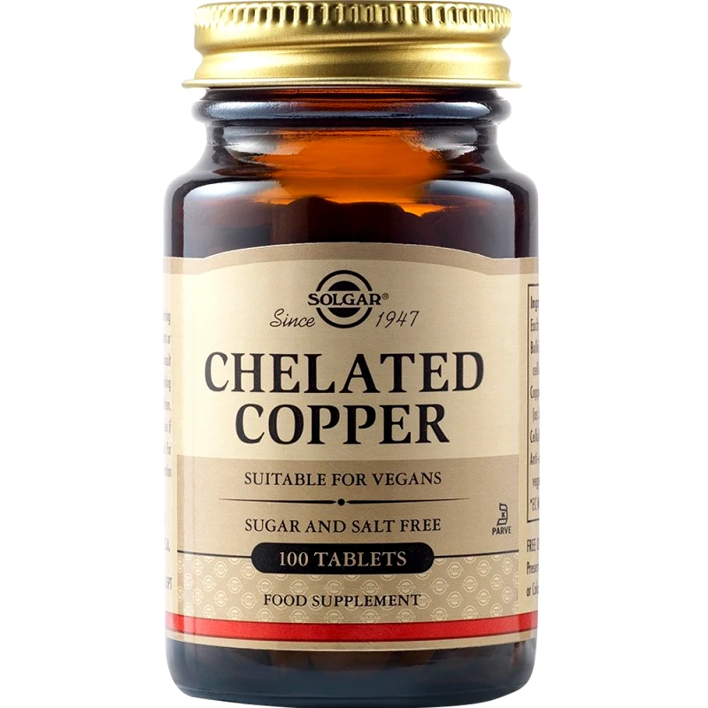 Solgar Solgar Chelated Copper 2,5mg Συμπλήρωμα Διατροφής Χαλκού για Σωστό Μεταβολισμού, Υγιές Ανοσοποιητικό Μαλλιά & Δέρμα 100tabs