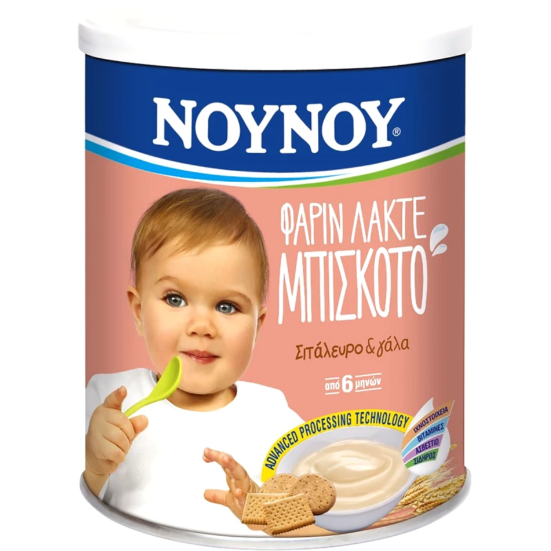 Nounou Nounou Φαρίν Λακτέ Μπισκότο 6m+ Κρέμα από Σιτάλευρο & Γάλα με Βιταμίνες, Σίδηρο & Μεταλλικά Στοιχεία με Γεύση Μπισκότο για Βρέφη από 6 Μηνών 300gr