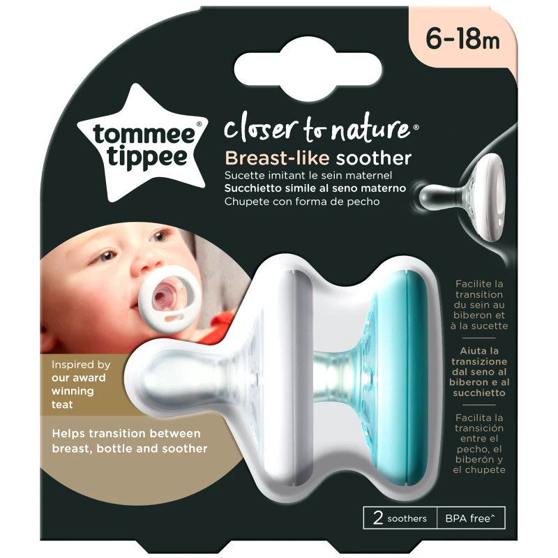 Tommee Tippee Tommee Tippee Closer to Nature Breast-like Naturally Orthodontic Soother Κωδ 43343005 Μαλακή Πιπίλα Σιλικόνης που Μοιάζει με τη Μητρική Θηλή 6-18m 2 Τεμάχια