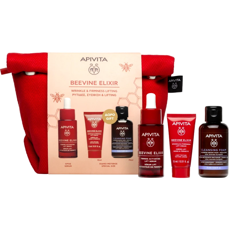 Apivita Apivita Promo Beevine Elixir Firming Activating Lift Serum 30ml & Δώρο Wrinkle & Firmness Lift Light Texture Cream 15ml & Δώρο Cleansing Creamy Foam Face & Eyes 75ml & Δώρο Νεσεσέρ 1 Τεμάχιο