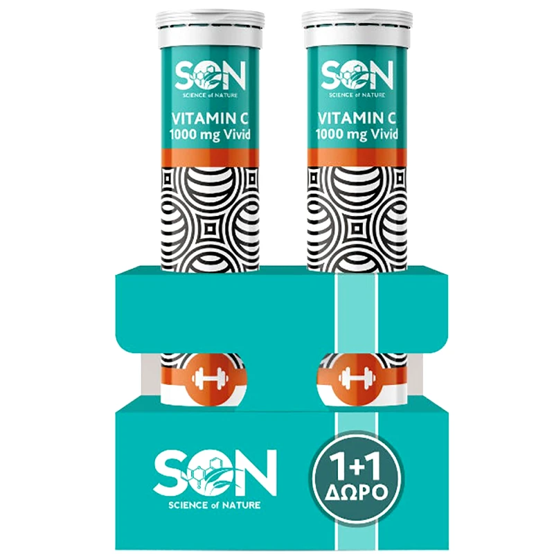 Son Son Πακέτο Προσφοράς Vitamin C 1000mg Vivid Συμπλήρωμα Διατροφής για Ενέργεια με Αντιοξειδωτική Δράση με Γεύση Πορτοκάλι 2x20 Effer.tabs