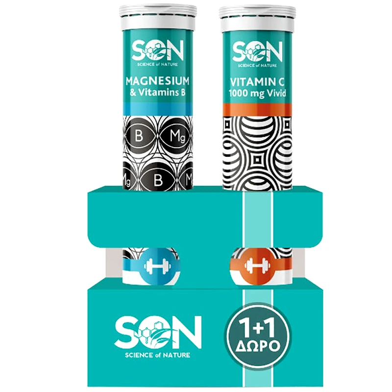 Son Son Πακέτο Προσφοράς Magnesium & Vitamins B 20 Effer.tabs & Δώρο Vitamin C 1000mg Vivid 20 Effer.tabs