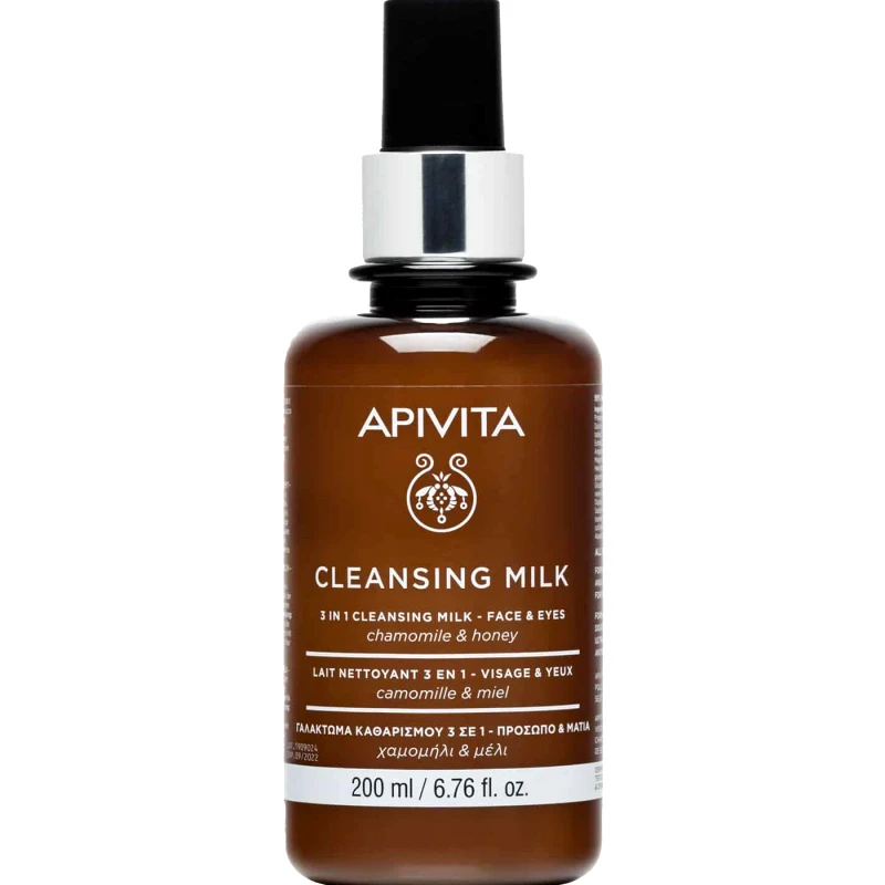 Apivita Apivita Cleansing Milk 3 in 1 Face & Eye With Chamomile & Honey Γαλάκτωμα Προσώπου & Ματιών 3 σε 1 για Καθαρισμό, Τόνωση & Ντεμακιγιάζ με Χαμομήλι & Μέλι 200ml