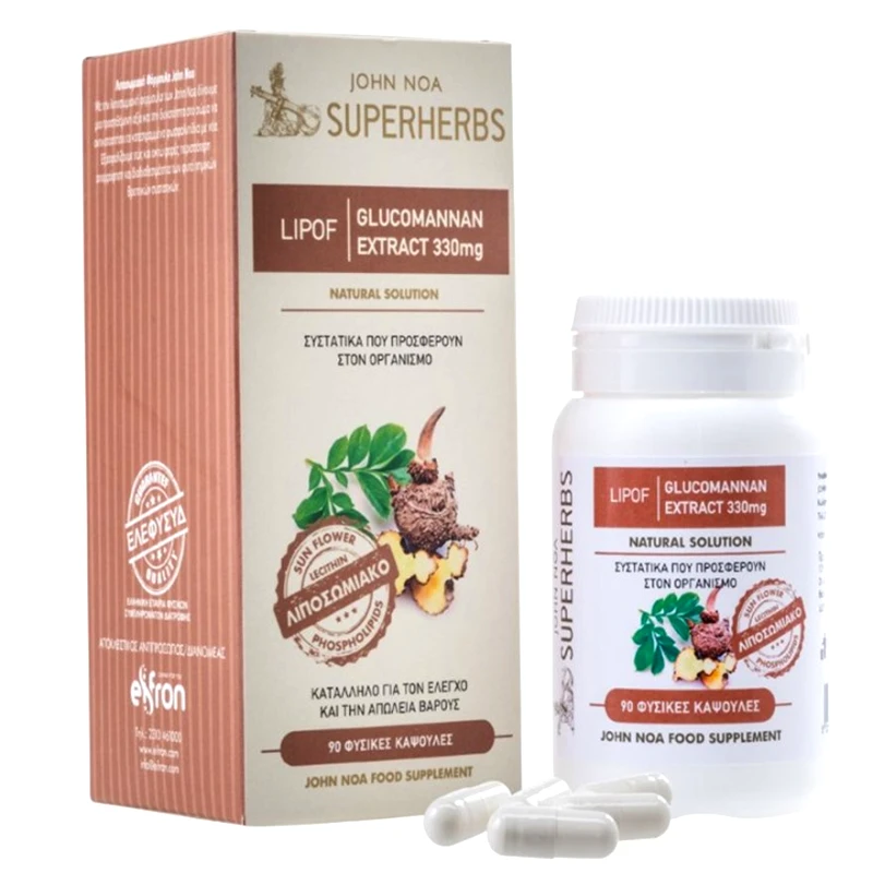 John Noa Lipof Glucomannan Μείωση Βάρους Και Λίπους 90caps