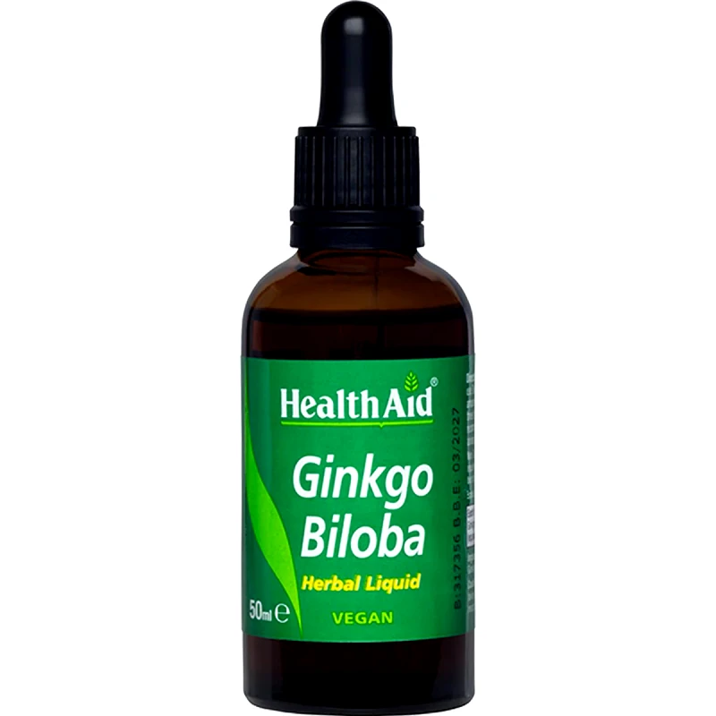 Health Aid Health Aid Ginkgo Biloba Herbal Liquid Συμπλήρωμα Διατροφής Εκχυλίσματος του Βοτάνου Ginkgo Biloba για Ενίσχυση της Μνήμης & Καλή Λειτουργία του Κυκλοφορικού Συστήματος σε Πόσιμο Υγρό 50ml