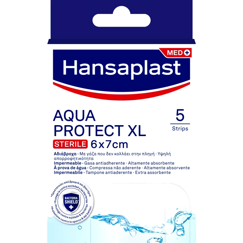 Hansaplast Hansaplast Aqua Protect XL Sterile Strips 6x7cm Αδιάβροχα Επιθέματα για την Κάλυψη & Προστασία Μεσαίων ή Μεγαλύτερων Πληγών 5 Τεμάχια