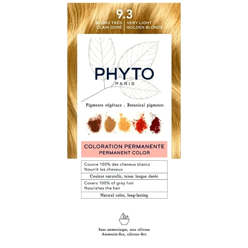 Phyto Paris Phyto Permanent Hair Color Kit Μόνιμη Βαφή Μαλλιών με Φυτικές Χρωστικές, Χωρίς Αμμωνία 1 Τεμάχιο - 9.3 Ξανθό Πολύ Ανοιχτό Χρυσό