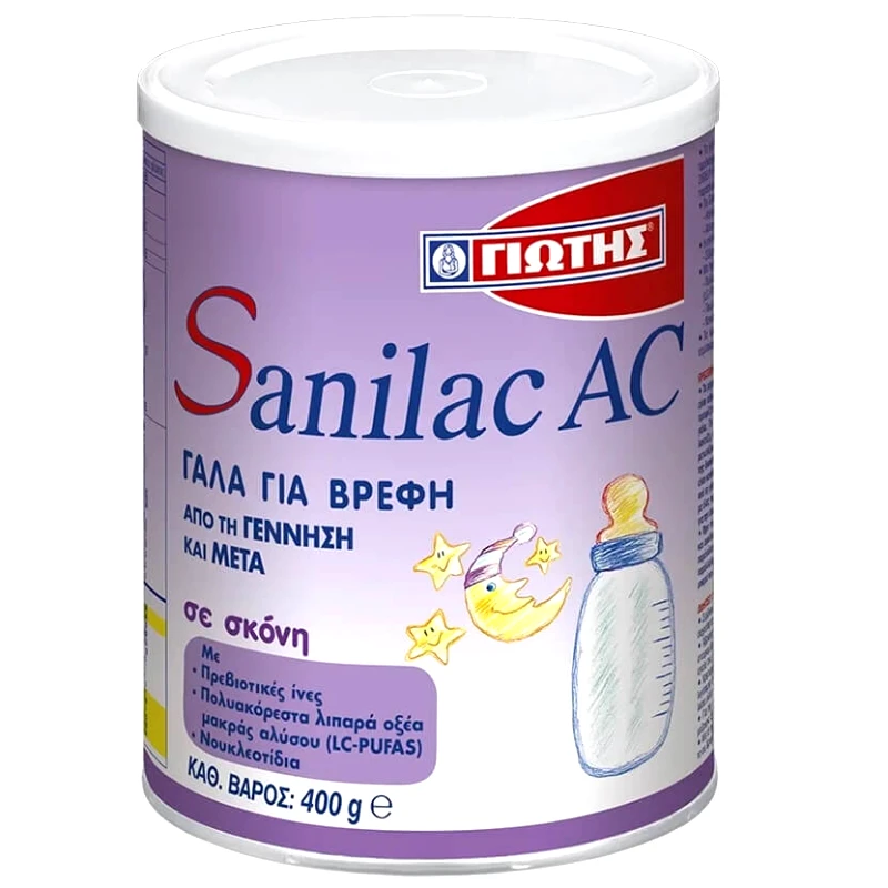Sanilac Sanilac AC Γάλα Ειδικής Διατροφής Κατά των Κολικών, για Βρέφη από την Γέννηση και Μετά 400gr