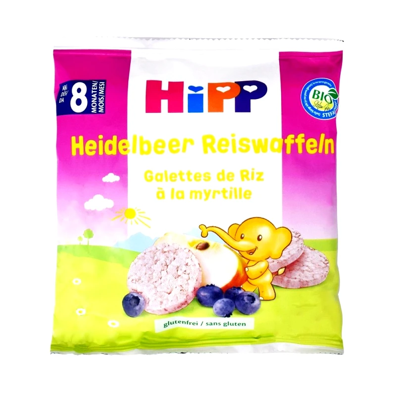 Hipp Hipp Παιδικά Βιολογικά Ρυζογκοφρετάκια Βατόμουρου Από τον 8ο Μήνα 30gr