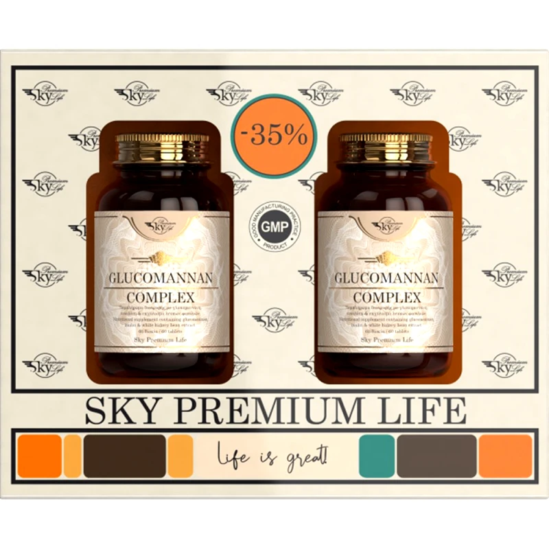 Sky Premium Life Sky Premium Life Promo Glucomannan Complex Συμπλήρωμα Διατροφής με Γλυκομαννάνη, Ινουλίνη, & Εκχύλισμα Λευκών Φασολιών για Απώλεια Βάρους 120tabs (2x60tabs)