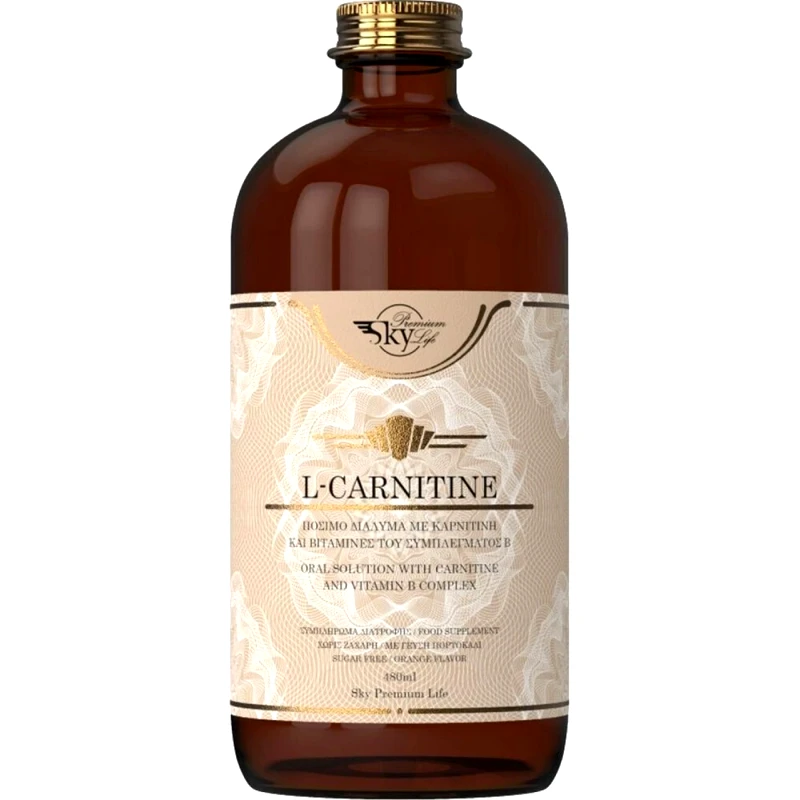 Sky Premium Life Sky Premium Life L-Carnitine Συμπλήρωμα Διατροφής Αμινοξέος Καρνιτίνης για Ενίσχυση του Μεταβολισμού, Ενέργεια & Καλή Καρδιαγγειακή Υγεία σε Πόσιμο Υγρό με Γεύση Πορτοκάλι 480ml