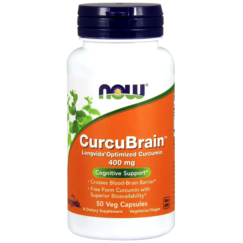 Now Now Foods CurcuBrain™ 400mg Συμπλήρωμα Διατροφής, Ισχυρή Φόρμουλα Κουρκουμίνης για την Ενίσχυση της Μνήμης 50veg.caps