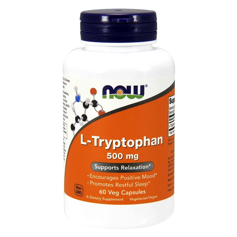 Now Now Foods L-Tryptophan 500mg Συμπλήρωμα Διατροφής που Ρυθμίζει την Σεροτονίνη & Βελτιώνει την Καλή Διάθεση 60veg.caps
