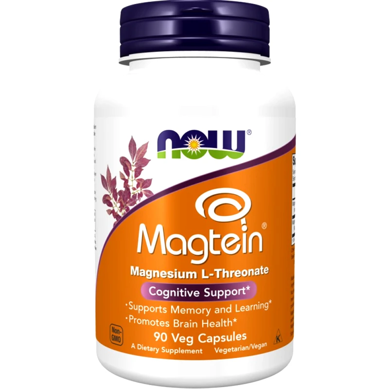 Now Now Foods Magtein Συμπλήρωμα Διατροφής L-Θρεονικού Μαγνησίου για την Καλή Λειτουργία του Εγκεφάλου, Ενίσχυση της Μνήμης & Σκέψης για Χαλαρή Διάθεση 90veg.caps