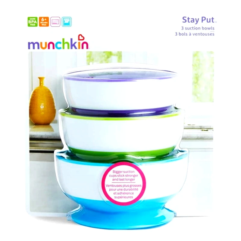Munchkin Munchkin Πολύχρωμα Μπωλ Φαγητού με Βεντούζα 6m+ 3τμχ