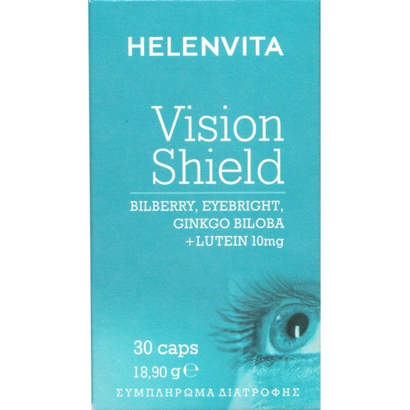 ΦΑΡΜΕΞ Helenvita Vision Shield Συμπλήρωμα Διατροφής Εκχυλίσματος Βοτάνων, Βιταμινών, Μετάλλων & Ιχνοστοιχείων για τη Διατήρηση της Φυσιολογικής Κατάστασης των Οφθαλμών & Καθυστέρηση της Εξέλιξης της Εκφύλισης της Ωχράς Κηλίδας 30caps