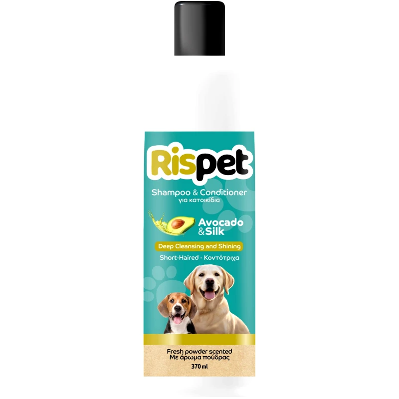 Rispet Rispet Shampoo & Conditioner for Short-Haired Pets with Avocado & Silk Σαμπουάν - Conditioner για Λάμψη & Βαθύ Καθαρισμό με Αβοκάντο & Πρωτεΐνες Μεταξιού, Ιδανικό για Κοντότριχα Σκυλιά 370ml