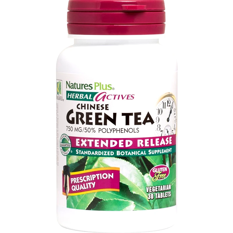 Natures Plus Natures Plus Chinese Green Tea 750mg Extended Release Συμπλήρωμα Διατροφής Εκχυλίσματος Κινέζικου Πράσινου Τσαγιού Παρατεταμένης Αποδέσμευσης με Ισχυρές Αντιοξειδωτικές Ιδιότητες για Έλεγχο του Βάρους 30tabs