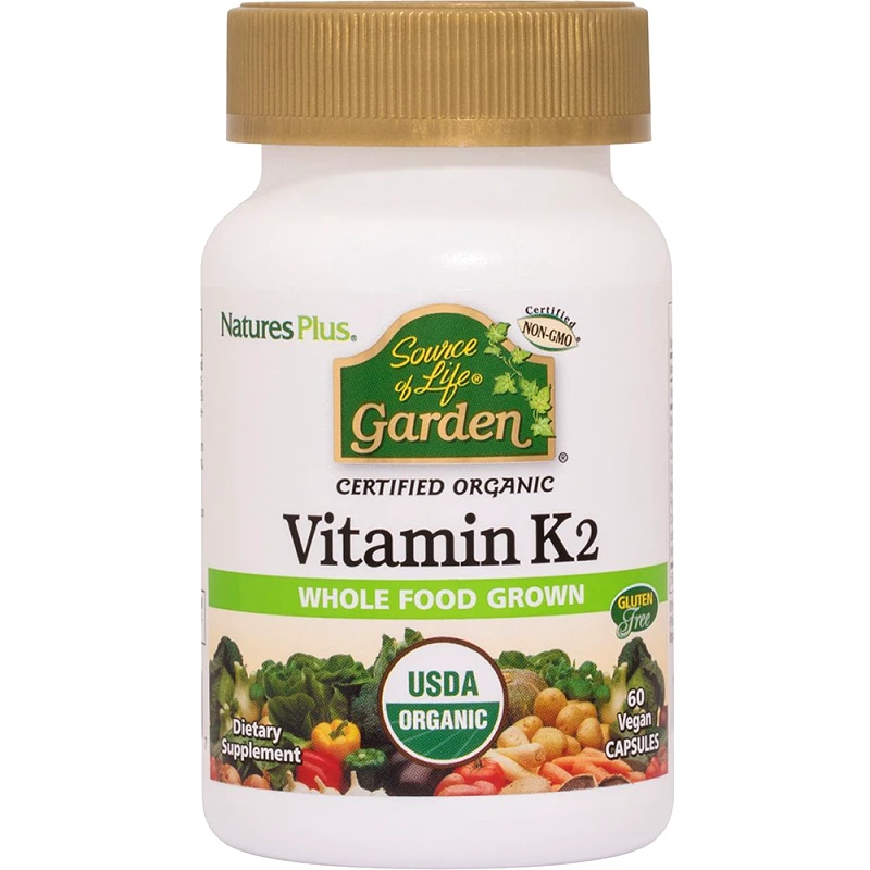 Natures Plus Natures Plus Source of Life Garden Vitamin K2 120μg Συμπλήρωμα Διατροφής Βιταμίνης Κ2 & Μείγματος Βιολογικών Τροφών για την Καλή Υγεία των Οστών & Φυσιολογική Αιμοποίηση 60veg.caps