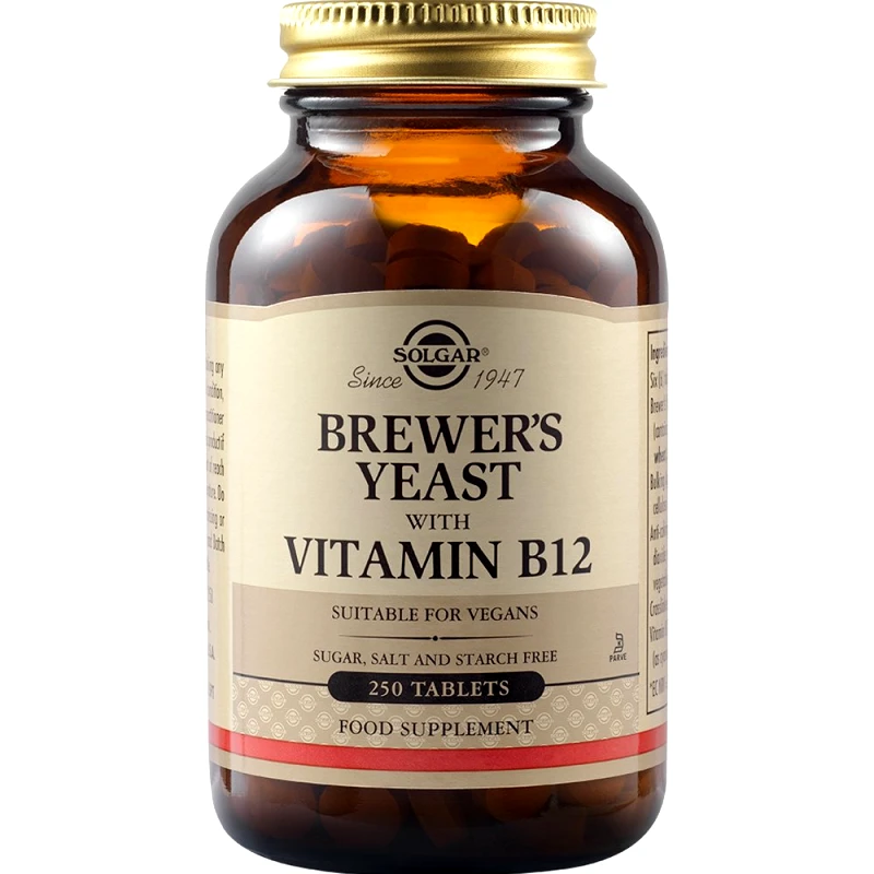 Solgar Solgar Brewer’s Yeast With Vitamin B12 Συμπλήρωμα Διατροφής με Μαγιά Μπύρας Πλούσια σε Βιταμίνη Β12 για την Καλή Υγεία του Νευρικού Συστήματος, Ενίσχυση του Ανοσοποιητικού Κατά της Κόπωσης 250tabs