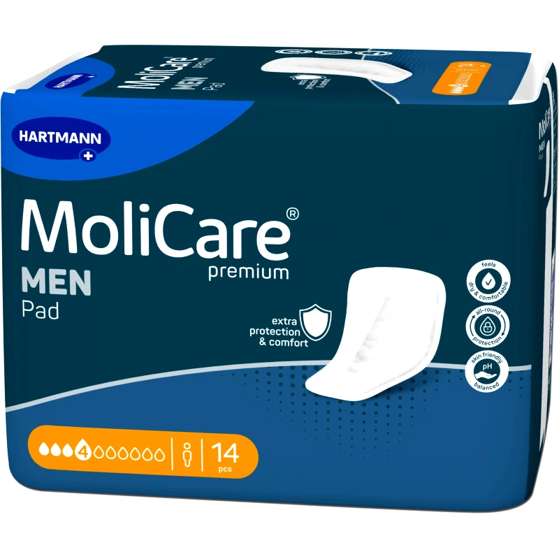 HARTMANN Hartmann MoliCare Premium Men Pad 4 Drops Επίθεμα Ελαφράς Ακράτειας για Άντρες 14 Τεμάχια