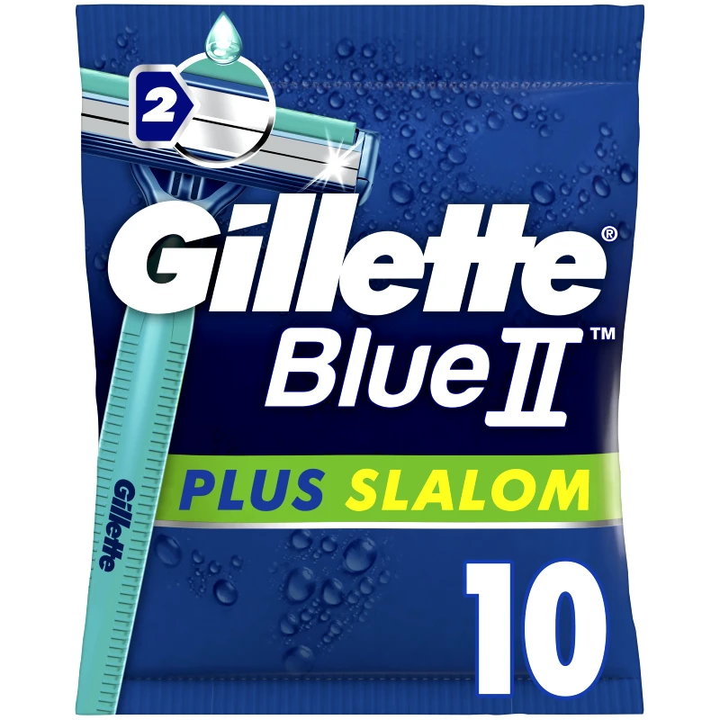 Gillette Gillette Blue II Plus Slalom Ξυραφάκια με 2 Λεπίδες & Ταινία από Aloe για Προστασία του Δέρματος από τους Ερεθισμούς 10 Τεμάχια