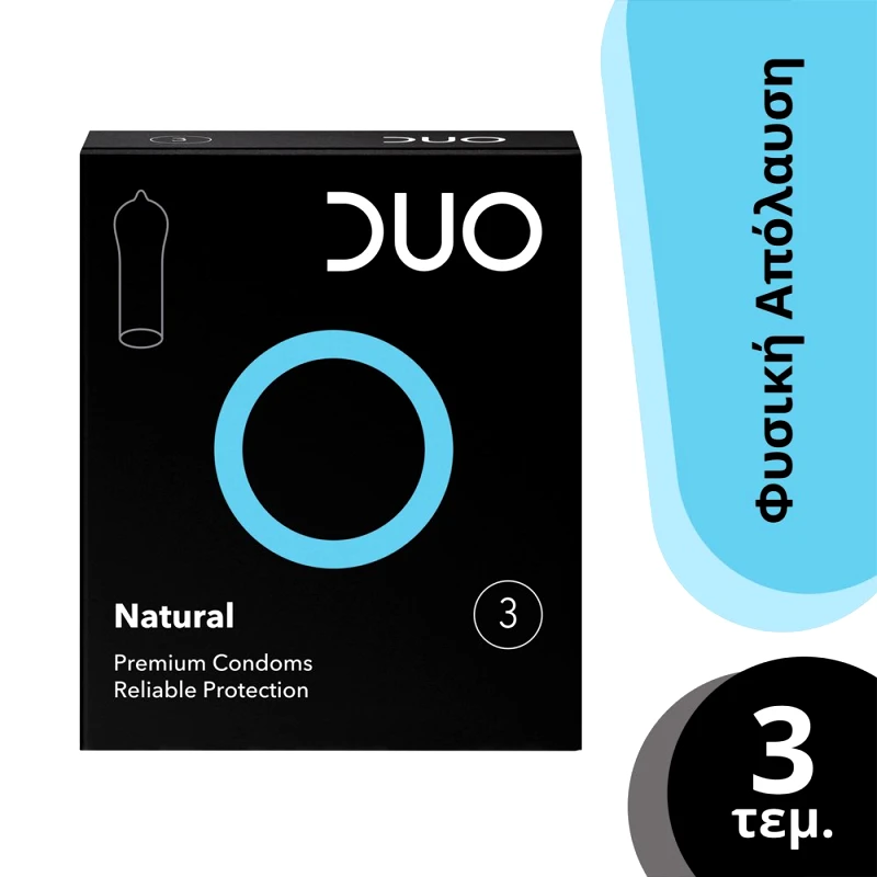 Duo Duo Natural Premium Condoms Φυσικό Προφυλακτικό για να Νιώθετε Ασφαλής σε Κάθε Περίσταση 3 Τεμάχια
