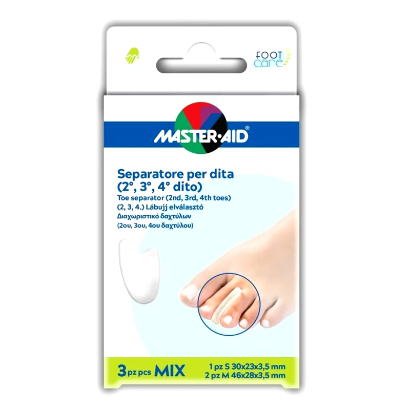 Master Aid Master Aid Toe Separator Διαχωριστικό Δαχτύλων (2ου, 3ου, 4ου Δαχτύλου) 3 Τεμάχια Mix