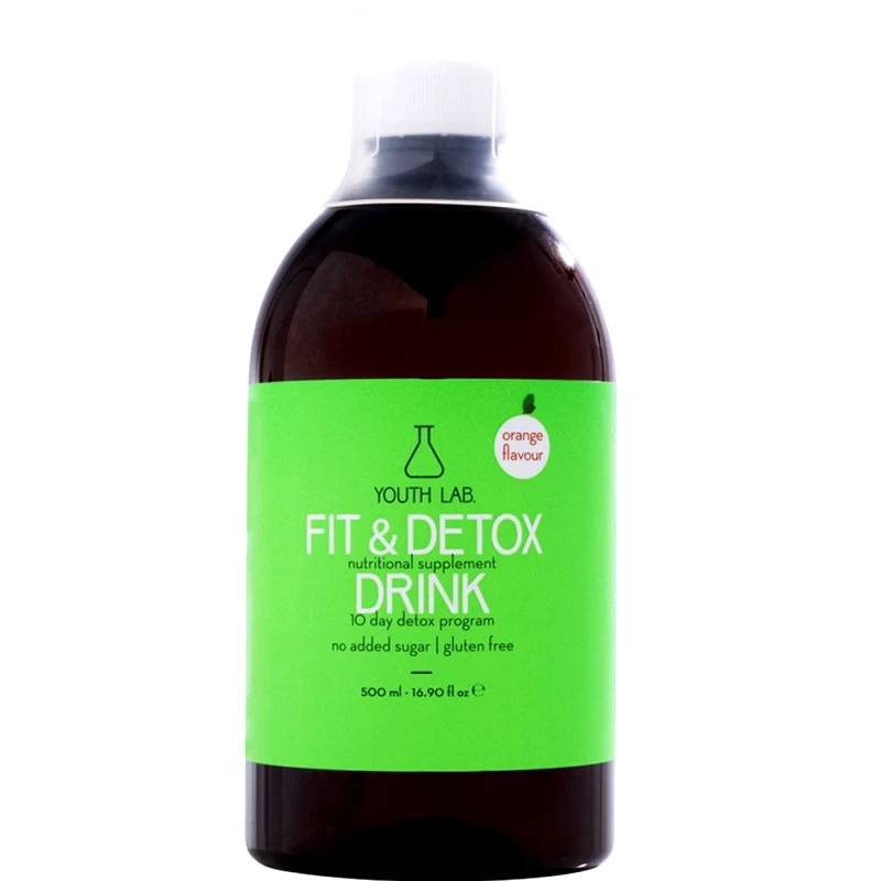 Youth Lab. Youth Lab Fit & Detox Drink Συμπλήρωμα Διατροφής Εκχυλίσματος Βοτάνων, Βιταμίνης C & Χρωμίου για Αποτοξίνωση, Διαχείριση Βάρους & Μείωση Κατακράτησης Υγρών σε Πόσιμο Υγρό με Γεύση Πορτοκάλι 500ml