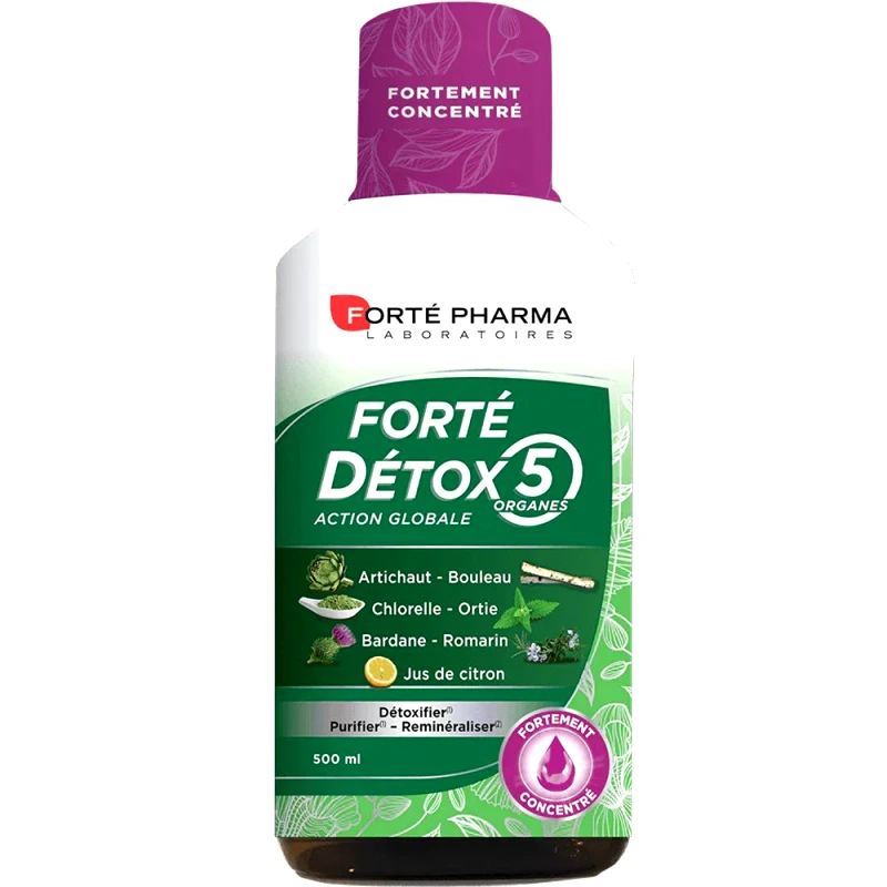 FORTE PHARMA Forte Pharma Forte Detox 5 Organs Συμπλήρωμα Διατροφής Εκχυλίσματος Βοτάνων, Φρούτων & Φυτών για Αποτελεσματική Αποτοξίνωση του Οργανισμού σε 5 Ζωτικά Όργανα 500ml