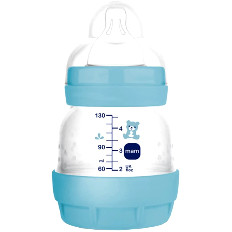 Mam Mam Easy Start™ Anti-Colic 0m+ Μπιμπερό Πολυπροπυλενίου με Θηλή Σιλικόνης & Σύστημα Κατά των Κολικών Κωδ 353S 130ml - Μπλε