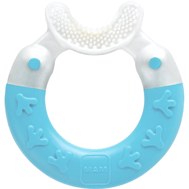 Mam Mam Bite & Brush Teether 3m+ Γαλάζιο Πολυκρίκος Οδοντοφυΐας για Καθαρισμού Δοντιών & Μασάζ στα Ευαίσθητα Ούλα για Μωρά από 3 Μηνών 1 Τεμάχιο, Κωδ 560B