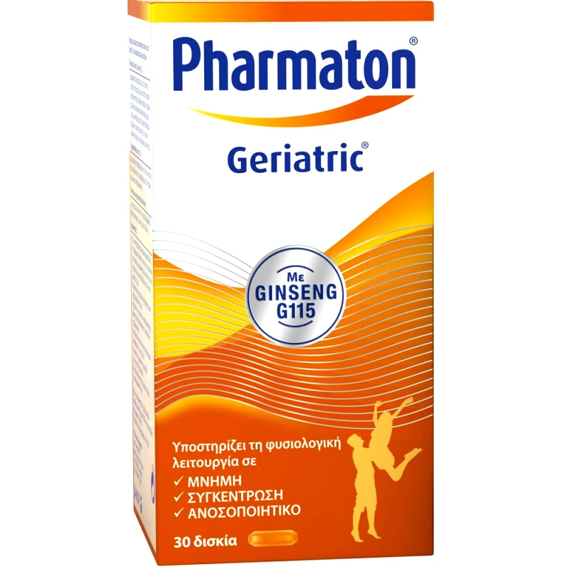 Pharmaton Pharmaton Geriatric Συμπλήρωμα Διατροφής Πολυβιταμινών, Μετάλλων & Ιχνοστοιχείων με Ginseng G115 για Ενέργεια, Τόνωση Κατά της Κόπωσης 30tabs