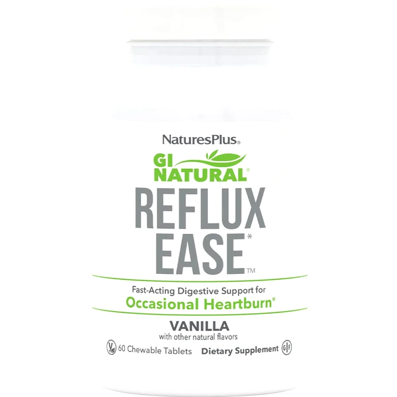 Natures Plus Natures Plus Gi Natural Reflux Ease Συμπλήρωμα Διατροφής Πεπτικών Ενζύμων για την Υποστήριξη της Πέψης Κατά της Περιστασιακής Καούρας & Δυσφορίας με Γεύση Βανίλια 60 Chew.tabs - Vanilla