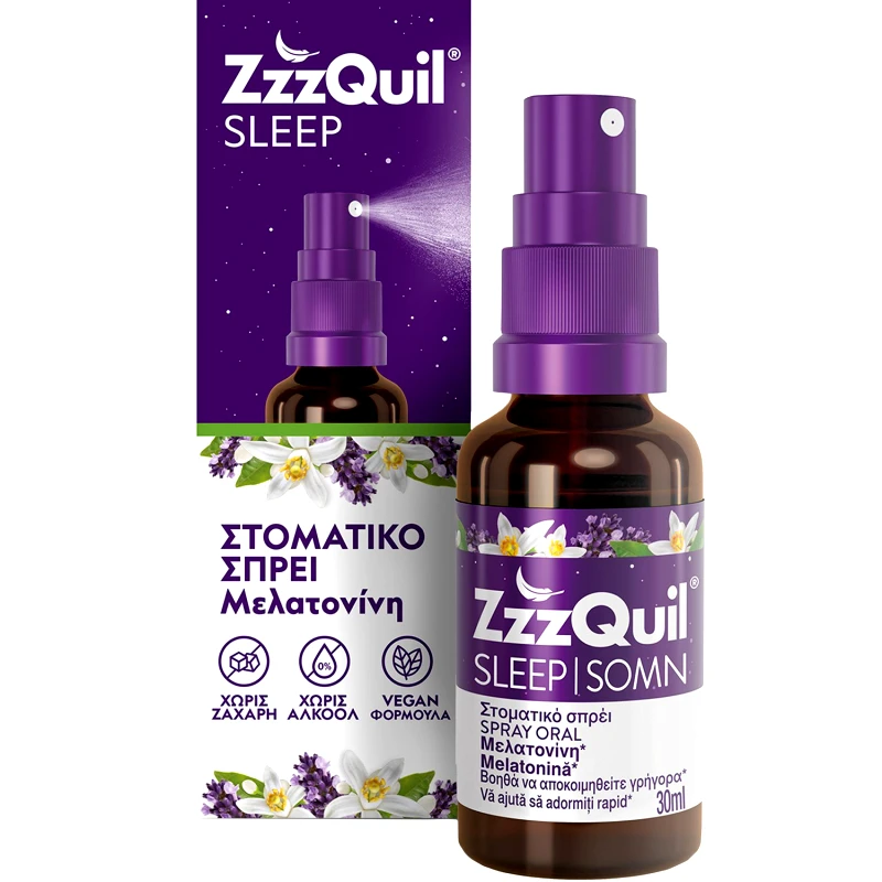 ZzzQuil ZzzQuil Sleep Melatonin Oral Spray Συμπλήρωμα Διατροφής Μελατονίνης σε Μορφή Spray για Γρηγορότερο & Ποιοτικότερο Ύπνο με Γεύση Λεβάντα & Πορτοκάλι 30ml