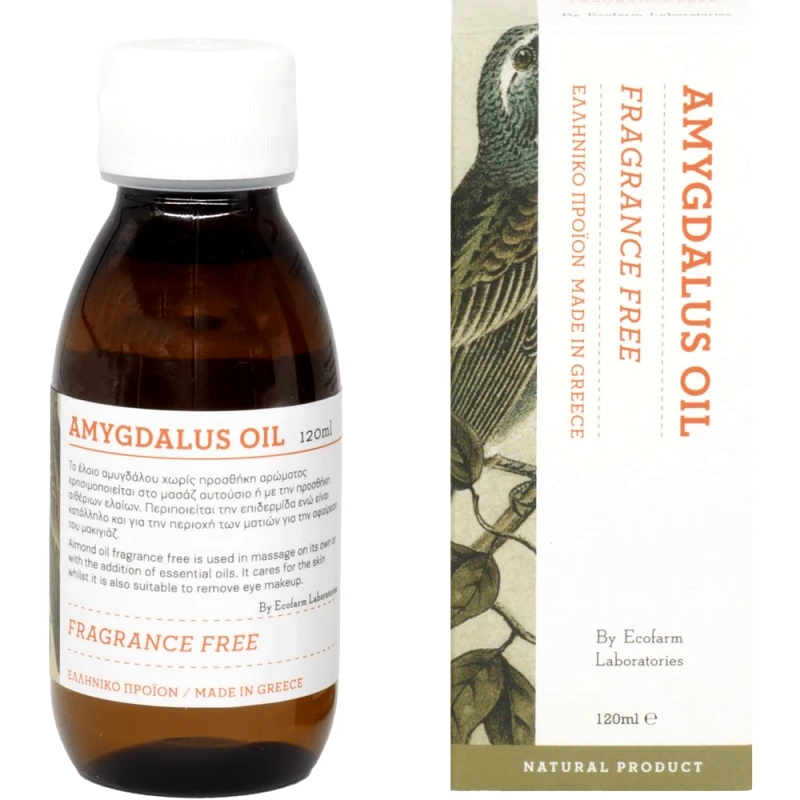 Ecofarm Ecofarm Amygdalus Oil Fragrance Free Αμυγδαλέλαιο Χωρίς Άρωμα για Ενυδάτωση & Λάμψη σε Δέρμα - Μαλλιά 120ml