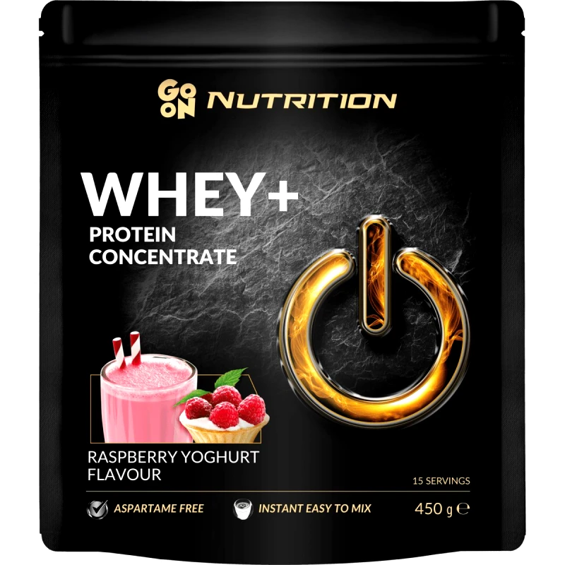 Go On Nutrition Go On Nutrition Whey+ Concentrate Protein Raspberry Yoghurt Συμπλήρωμα Διατροφής Ροφήματος Συμπυκνωμένης Πρωτεΐνης Ορού Γάλακτος WPC Υψηλής Ποιότητας για Αύξηση Μυϊκής Μάζας με Γεύση Γιαούρτι & Βατόμουρο 450g