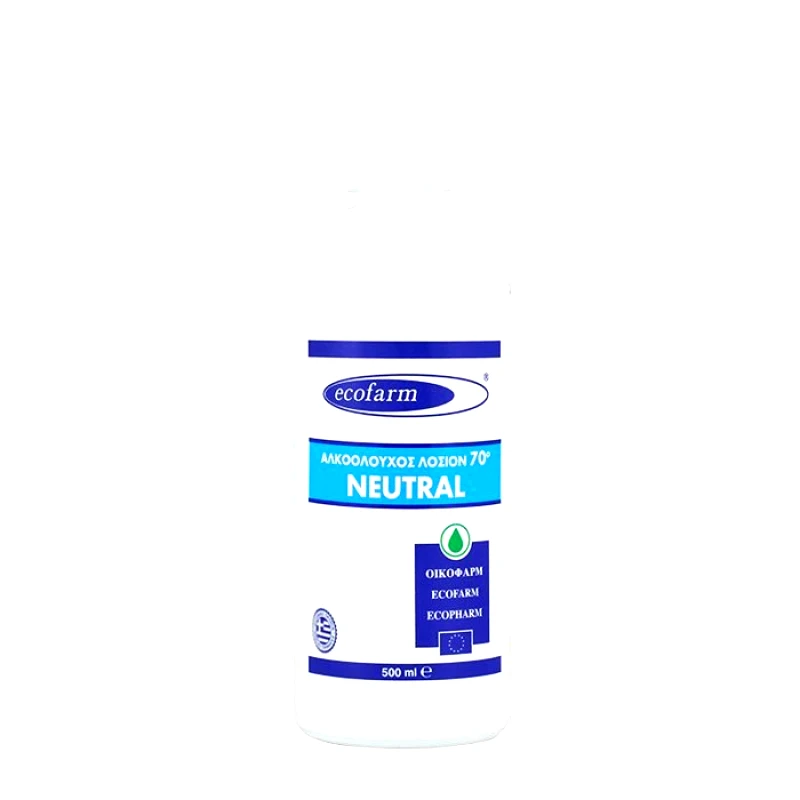 Ecofarm Ecofarm Neutral Αλκοολούχος Λοσιόν 70° Οινόπνευμα Μετουσιωμένο με Ήπια Αντισηπτική Δράση - 500ml