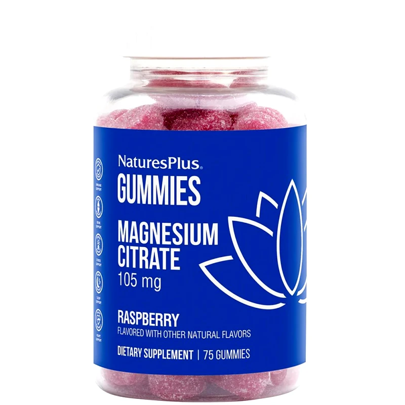 Natures Plus Gummies Magnesium Citrate 105mg, Συμπλήρωμα Διατροφής με Μαγνήσιο Κιτρικής Μορφής για Ενίσχυση του Νευρικού & Μυϊκού Συστήματος με Γεύση Βατόμουρο 75 Softgels φωτογραφία