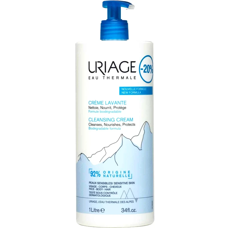 Uriage Uriage Promo Cleansing Cream Κρέμα Καθαρισμού για Πρόσωπο, Μαλλιά & Σώμα με Θρεπτικές Ιδιότητες για Δέρμα Απόλυτα Καθαρό, Απαλό & Ενυδατωμένο με Αντλία 1Lt