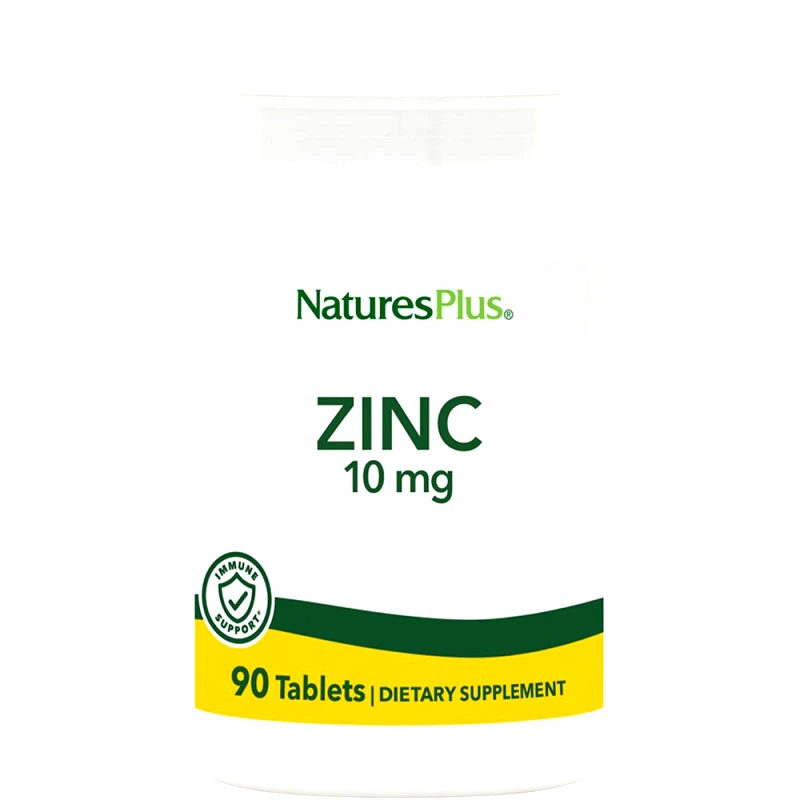 Natures Plus Natures Plus Zinc 10mg Συμπλήρωμα Διατροφής με Ψευδάργυρο για Ενίσχυση του Ανοσοποιητικού Βελτίωση της Ανδρικής Γονιμότητας & Υγιή Μαλλιά, Νύχια & Δέρμα 90tabs