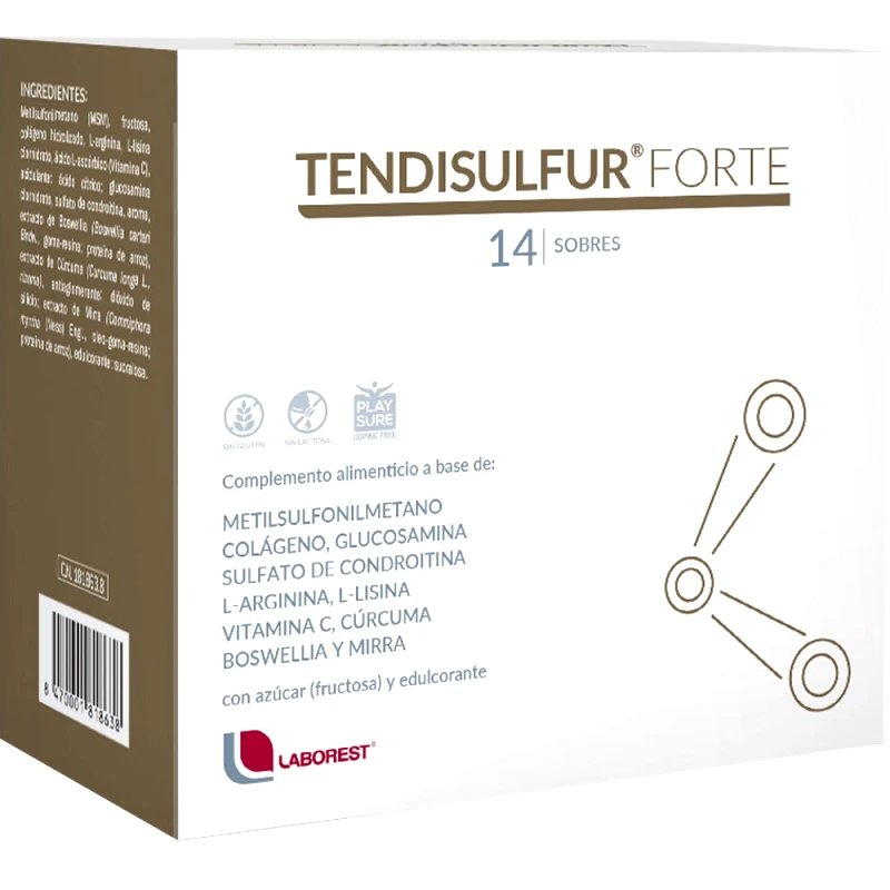 Laborest Laborest Tendisulfur Forte Συμπλήρωμα Διατροφής με MSM, Κολλαγόνο, Φυτικά Εκχυλίσματα & Αμινοξέα για την Ενίσχυση της Παραγωγής Κολλαγόνου, τη Φυσιολογική Λειτουργία των Χόνδρων & Αρθρώσεων με Αντιφλεγμονώδεις Ιδιότητες 14 Sachets