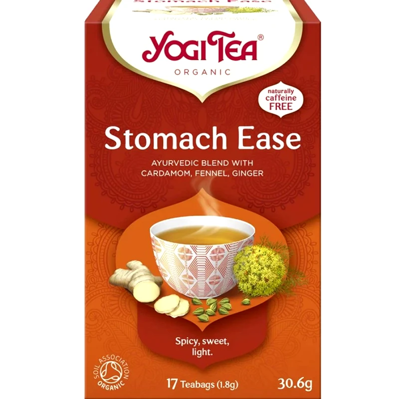 Yogi Tea Yogi Tea Stomach Ease 17 Teabags (17 Φακελάκια x 1.8g),Ρόφημα Μείγματος Κάρδαμου, Μάραθου & Τζίντζερ Φιλοσοφίας Αγιουρβέδα για Αντιμετώπιση Στομαχικών Διαταραχών