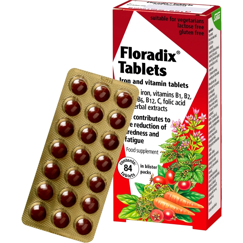 Power Health Floradix Iron & Vitamins Συμπλήρωμα Διατροφής Σιδήρου & Βιταμινών Κατά της Αναιμίας για Φυσική Τόνωση 84tabs