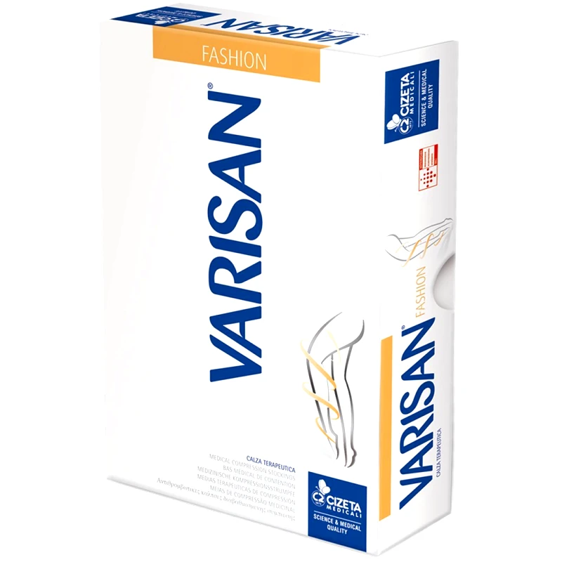Vican Varisan Fashion Ccl 2 Medical Compression Stockings Κάλτσα Ριζομηρίου Σιλικόνης, Διαβαθμισμένης Συμπίεσης 23-32 mmHg Normale Μαύρο 1 Τεμάχιο - Μέγεθος 4