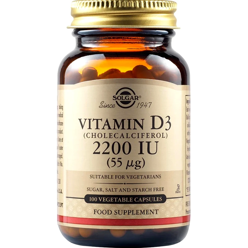 Solgar Solgar Vitamin D3 2200IU Συμπλήρωμα Διατροφής Βιταμίνης D3 για την Καλή Λειτουργία των Οστών & Ανοσοποιητικού 100caps