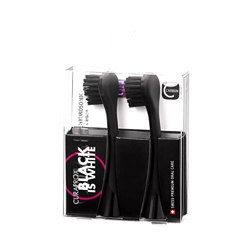 Curaprox Curaprox Black Is White Hydrosonic Carbon Brush Head Ανταλλακτικές Κεφαλές 2τμχ