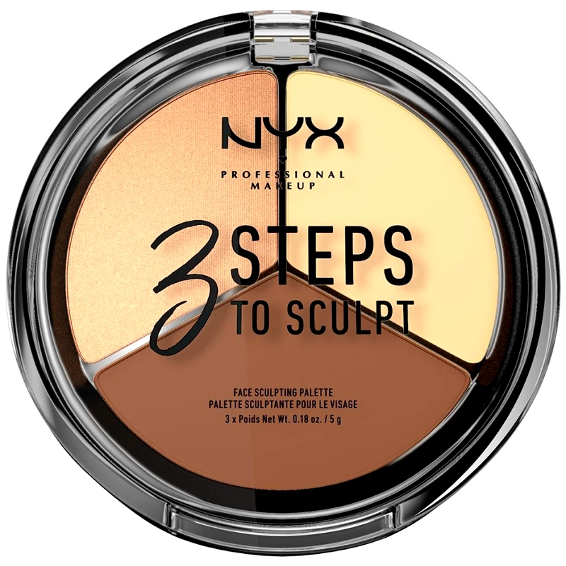 NYX Professional Makeup Nyx Professional Makeup 3 Steps to Sculpt Face Sculpting Palette Παλέτα για Γωνίες, Κοψίματα & Φωτοσκιάσεις στο Πρόσωπο 5gr - Light